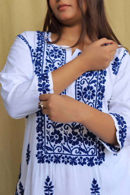 Premium Modal Chikankari Kurta - Navy Blue
