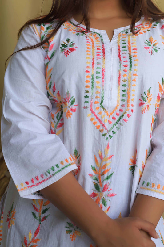 Cotton Chikankari Kurta - White